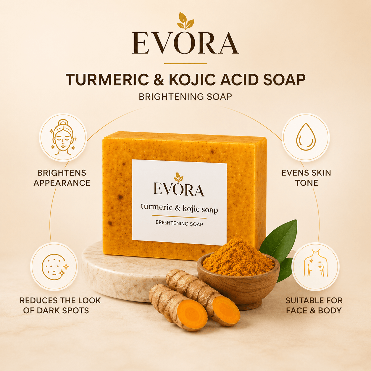 EVORA Turmeric & Kojic Brightening Bar